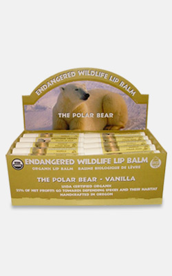 ENDANGERED WILDLIFE: Organic Lip Balm Vanilla (Polar Bear) 30Tubes at .14oz 0.14 oz