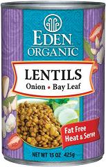 BEANS,OG,LENTIL W/ONIN,FF Case of 12 / 15 OZ from Eden Foods