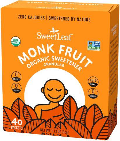 SWEETLEAF STEVIA: SweetLeaf Organic Monk Fruit Powder Sweetener 40 CT