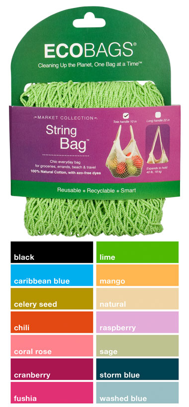 ECO-BAGS PRODUCTS: String Bag Tote Handle Natural Cotton Celery Seed 1 bag
