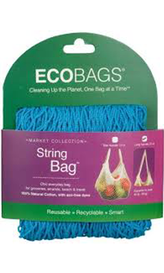 ECO-BAGS PRODUCTS: String Bag Tote Handle Natural Cotton Storm Blue 1 bag