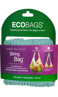ECO-BAGS PRODUCTS: String Bag Tote Handle Natural Cotton Washed Blue 1 bag