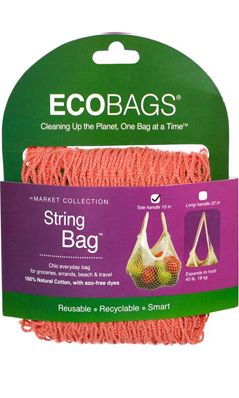 ECO-BAGS PRODUCTS: String Bag Tote Handle Natural Cotton Coral Rose 1 bag