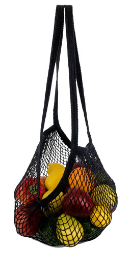 ECO-BAGS PRODUCTS: String Bag Long Handle Organic Cotton Black 1 bag