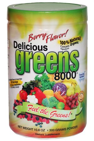 GREENS WORLD INC: Delicious Greens 8000 Berry Flavor 10.6 oz