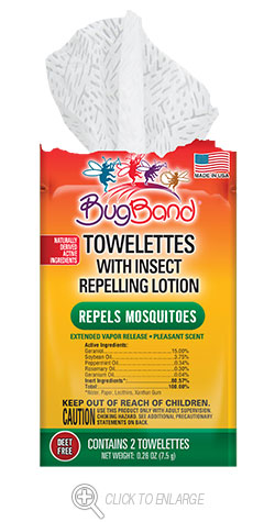 BUG BAND: Insect Repellent Wipes 15 ct