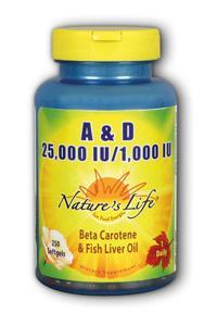 Natures life: Vitamin a 25,000 iu and vitamin d 1,000 iu 250 ct