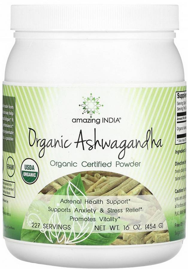AMAZING NUTRITION: Amazing India Organic Ashwagandha Powder 16 OUNCE