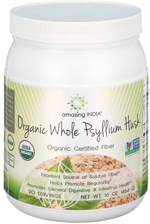 AMAZING NUTRITION: Amazing India Organic Whole Husk Psyllium Powder 16 OUNCE
