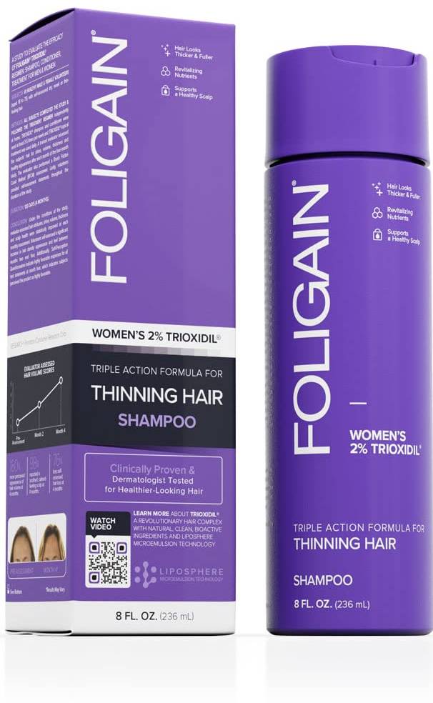 FOLIGAIN: Women's Triple Action Shampoo for Thinning Hair w/ 2% Trioxidil 8 OUNCE