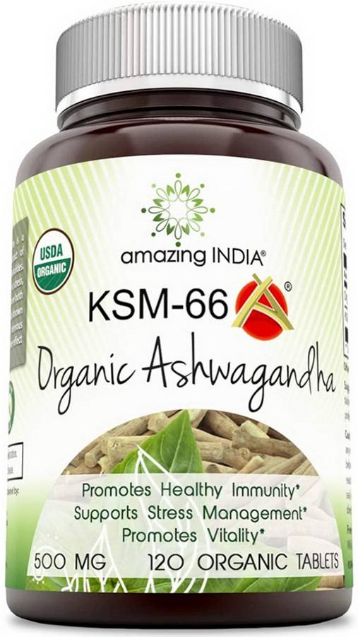 AMAZING NUTRITION: Amazing India Organic KSM66 Ashwagandha 500 mg 120 TABLET