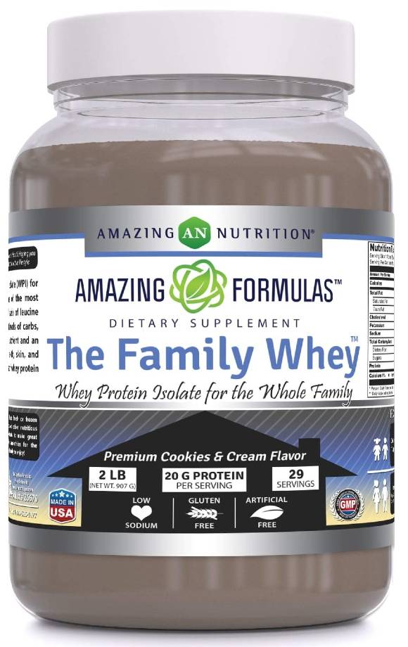 AMAZING NUTRITION: Amazing Formulas The Family Whey Protein Isolate Cookies & Cream 2 LB