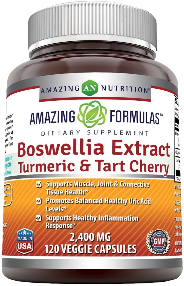 AMAZING NUTRITION: Amazing Formulas Boswellia Turmeric & Tart Cherry 2400 mg 120 CAPVEGI