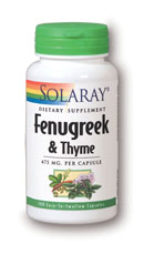 Solaray: Fenugreek and Thyme 100ct 475mg