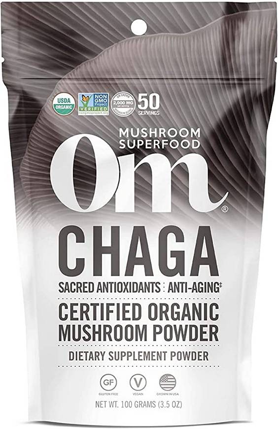 OM MUSHROOM: Chaga Mushroom Superfood Powder 60 GM