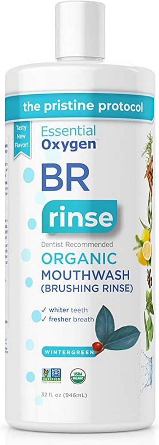 ESSENTIAL OXYGEN: Organic Mouthwash (Brushing Rinse) Wintergreen 32 OUNCE