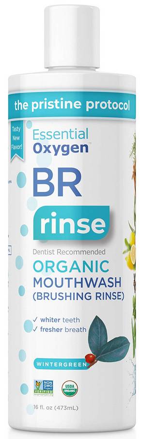 ESSENTIAL OXYGEN: Organic Mouthwash (Brushing Rinse) Wintergreen 16 OUNCE