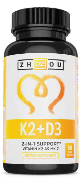 Zhou Nutrition: Vitamin K2 Plus D3 Veg Cap (Btl-Plastic) 60ct