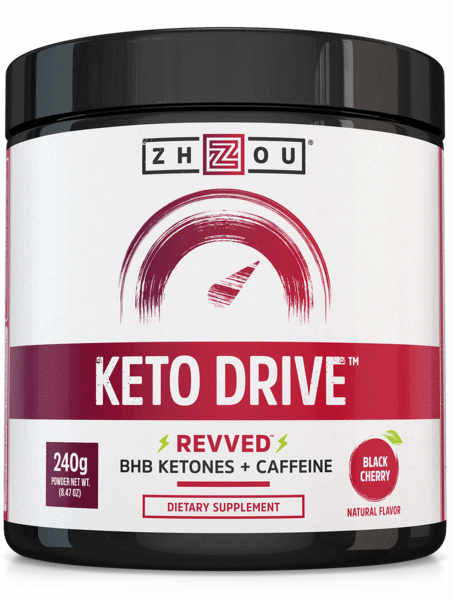 Zhou Nutrition: Keto Drive (BHB) Ketones Fine Powder Black Cherry (Jar) 8.3oz