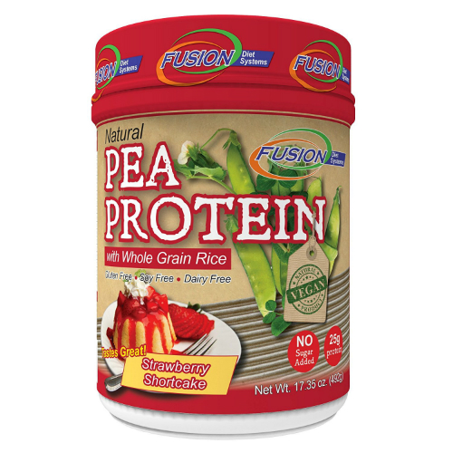 FUSION DIET SYSTEMS: Pea Protein Shake Powder Strawberry Shortcake 17.35 oz