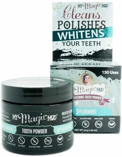 MY MAGIC MUD: Activated Charcoal Tooth Powder Spearmint 1.06 oz