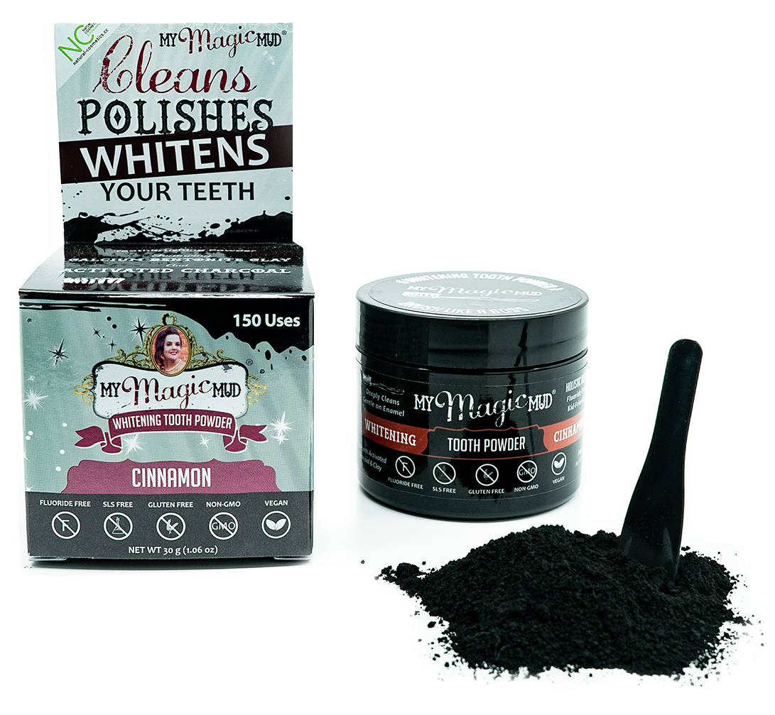 MY MAGIC MUD: Activated Charcoal Tooth Powder Cinnamon 1.06 oz