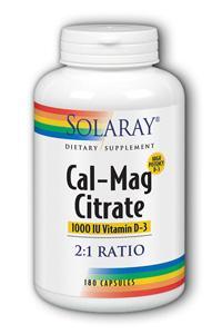 Solaray: Calium-Magnesium Citrate 2-1 with 1000IU D-3 180ct  (1000 500)