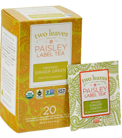 TWO LEAVES AND A BUD: Paisley Organic Ginger Green Tea 20 BAG