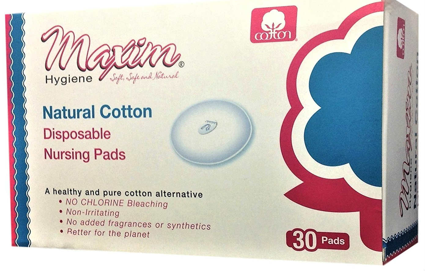 MAXIM: Natural Cotton Disposable Nursing Pads 30 ct