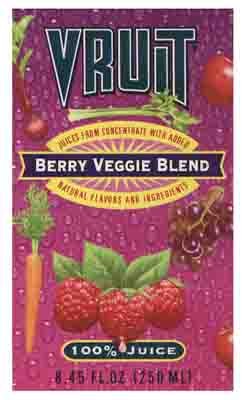 Juice,berry veggie Case of 9 / 3 8.45OZ from Vruit