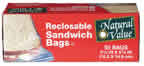 SANDWICH BAGS,RECLOSABLE Case of 12 / 50 CT from Natural value