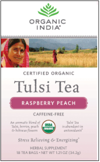ORGANIC INDIA: TULSI TEA CANISTER RASPBERRY PEACH 3.5OZ