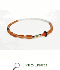 Deluxe cyclebeads glass cats eye beads copper and white, 1 unit