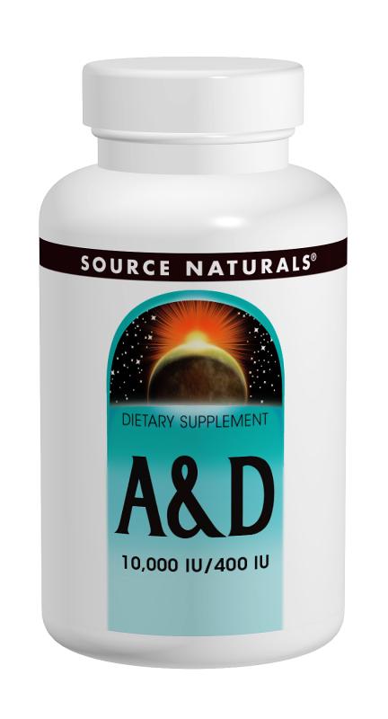 SOURCE NATURALS: Vitamin A & D 10,000 A Plus 400 D 100 tabs