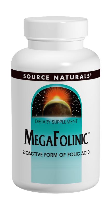 SOURCE NATURALS: Mega-Folinic Bio-Active Form of Folic Acid 60 Tabs - 800mcg