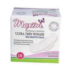 MAXIM: Organic Natural Cotton Ultra Thin Winged Pads Overnight 10 ct