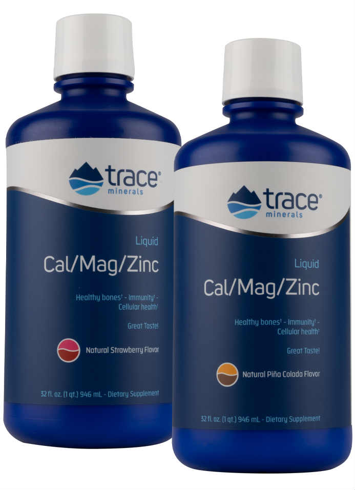 Trace Minerals Research: Liquid Calcium Magnesium Zinc Strawberry 32 oz.