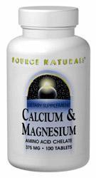 Calcium/Magnesium Chelate 250 mg/125 mg 100 tabs from SOURCE NATURALS