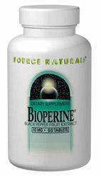 Bioperine Black Pepper Fruit Extract 10 mg 60 tabs from SOURCE NATURALS