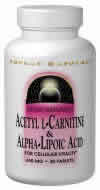 Acetyl L-Carnitine & Alpha-Lipoic Acid 650MG 30 tabs from SOURCE NATURALS