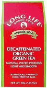 Organic Green Tea Decaf Natural Water Process 20 bags from LONG LIFE TEAS