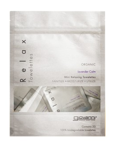 Relax Organic Lavender Calm Mini Towlettes 20 wipes from GIOVANNI COSMETICS