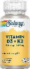 Solaray: D-3 And K-2 5000IU - 50mcg 60 Vegetarian Capsules
