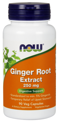 NOW: Ginger Root 250MG 5% Standardized Extract 90 Veg Capsules