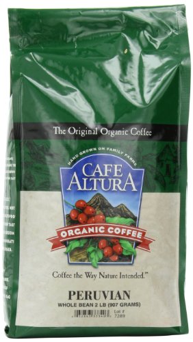 Cafe Altura: COFFEE ORGANIC WHOLE BEAN PERUVIAN 1 LB x 5 bags