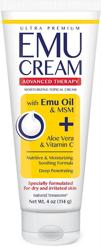 NATURAL TREASURES: Emu Oil Cream with MSM, Aloe, and Vitamin C 4 fl oz