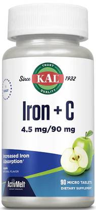Kal: Iron Plus C  (4.5mg/90mg) 90ct ActiveMelt Apple Flavor