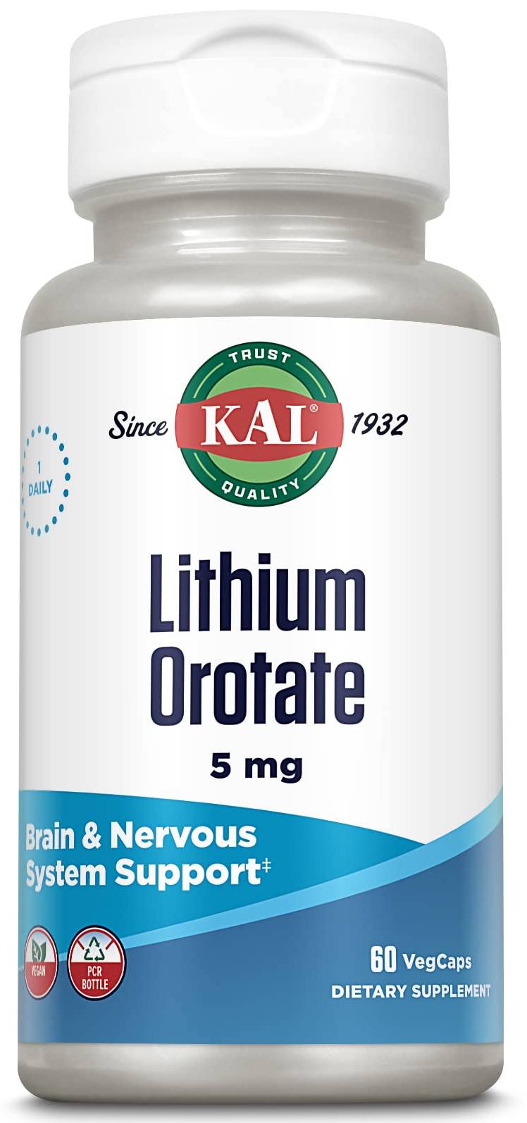KAL: Lithium Orotate 5mg 60 Vcaps