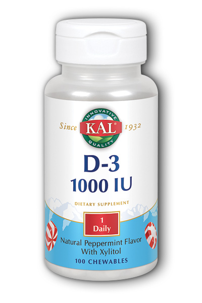 Kal: D-3 1000 IU Peppermint 100ct Chewable