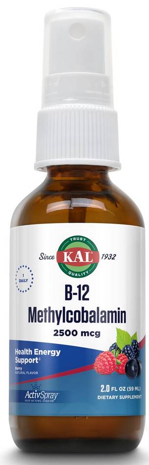 B-12 Methylcobalamin ActivSpray Berry 2oz 2500mcg from Kal